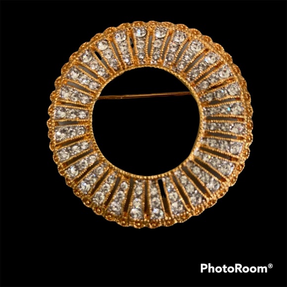 Jacqueline B.Kennedy, JBK, Camrose & Kross 24k YGp Vintage Brooch, Sim. Diamonds - Picture 4 of 4